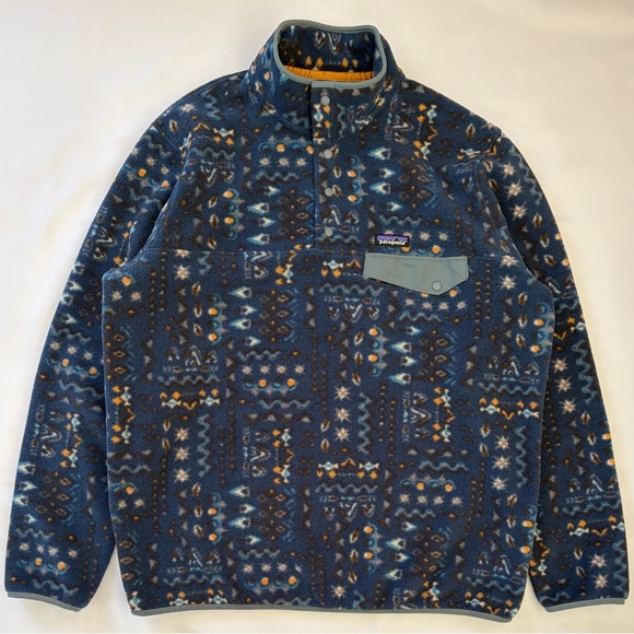 Patagonia Synchilla Snap-T Pullover Men's Size XL Wandering Woods Tidepool Blue